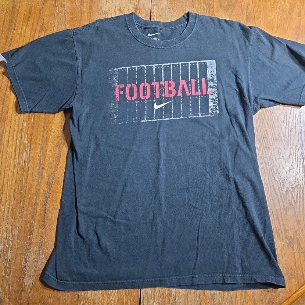 Vintage Nike Football Center Swoosh Shirt Mens M Black‎ Loose Fit Y2K